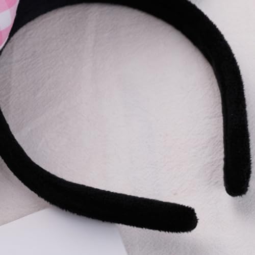 Dolebao 3D Mouse Sequin Ears Headband - Pink and White Plaid