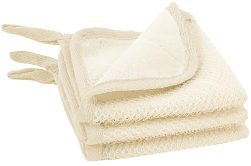 ST INC Exfoliating Washcloths 3 Pack with Hang Loops