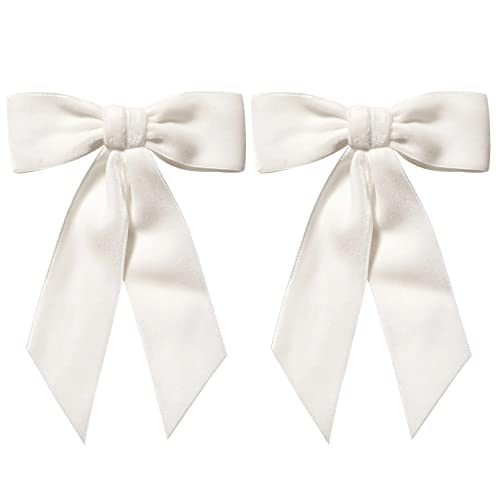 2PCS White Velvet Hair Bows Clips for Girls and Kids