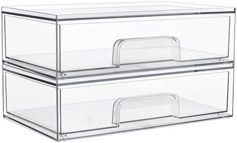 Vtopmart 121 W Clear Stackable Storage Drawers 2 Pack