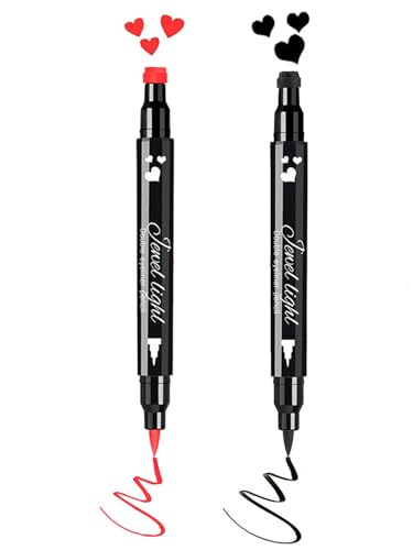 Go Ho 2PCS Waterproof Liquid Eyeliner Stamps Black Red Heart Design