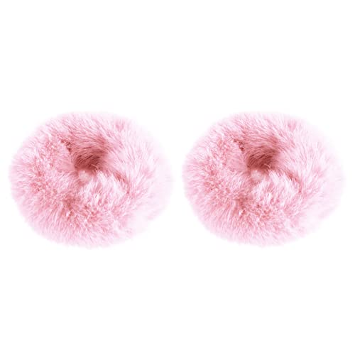 Mljsh 2PCS Pink Pom Pom Fuzzy Scrunchies