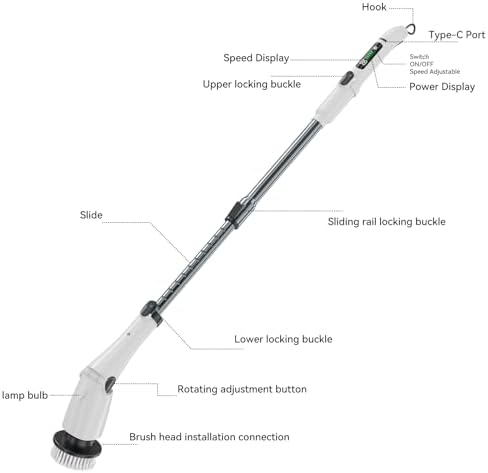 Livem Electric Spin Scrubber with 3 Speed and 7 Replaceable Brushes