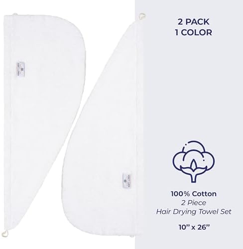 American Soft Linen 100 Cotton Hair Towels 2 Pack