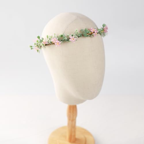 Handmade Pink Flower Crown for Girls Bridal Headband