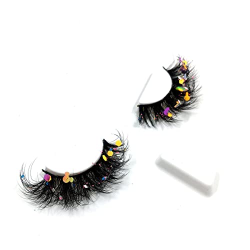 BYVUTE 3D Sequins False Eyelashes 5 Pairs - Halloween Cosplay Glamorous Lashes