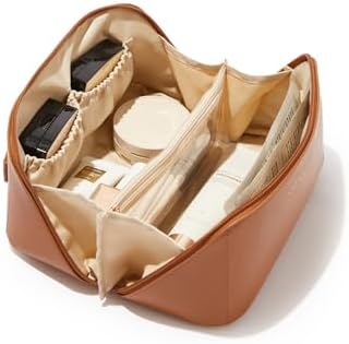 EACHY Large Capacity Waterproof Makeup Bag with Divider and Handle