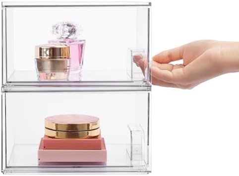 Vtopmart 2 Pack Stackable Clear Storage Drawers