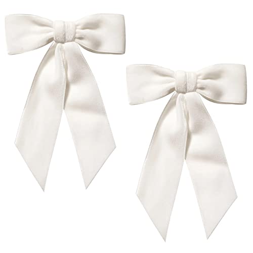 2PCS White Velvet Hair Bows Clips for Girls and Kids
