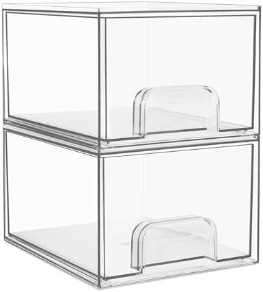 Vtopmart 2 Pack Stackable Clear Storage Drawers