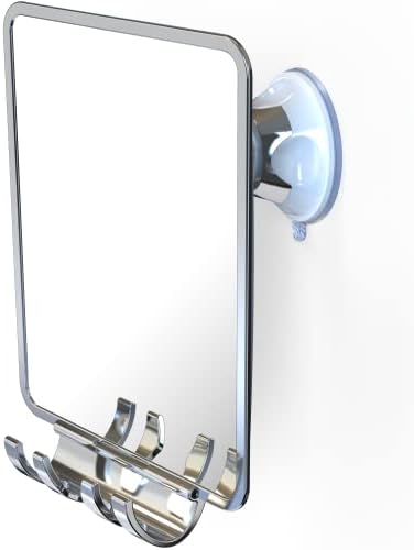Luxo Shower Mirror with Suction and Razor Holder