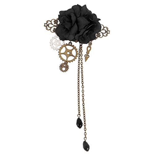 Beaupretty Steampunk Tassel Hair Clips with Rose and Chain Design