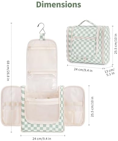 Narwey Checked Hanging Travel Toiletry Bag for Women