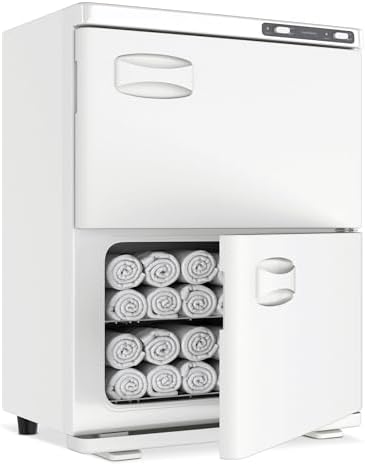 SalonDepot 46L Hot Towel Warmer with Double Cabinets White