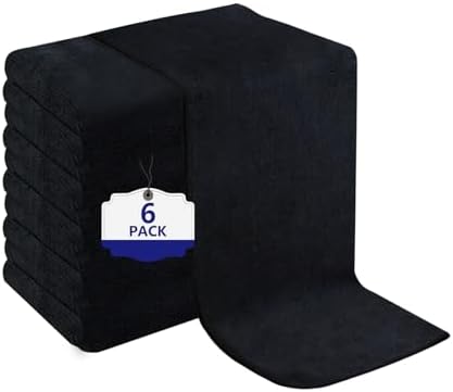 6 Pack Black Microfiber Hair Towels Super Soft and Absorbent