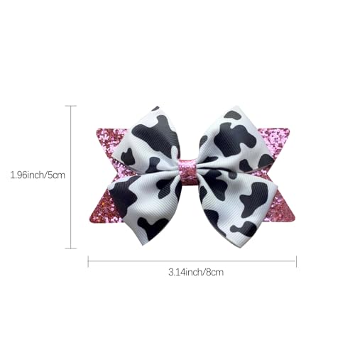 GFLPO 2Pcs Cow Print Hair Bow Clips for Girls