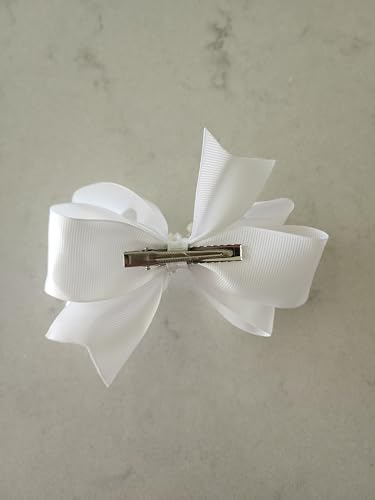 Handmade White Hair Bows for Girls