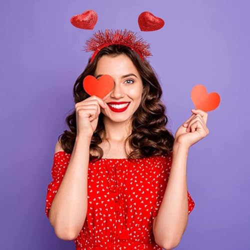 HIPIHOM 2PCS Red Heart Headband Set for Valentines Day