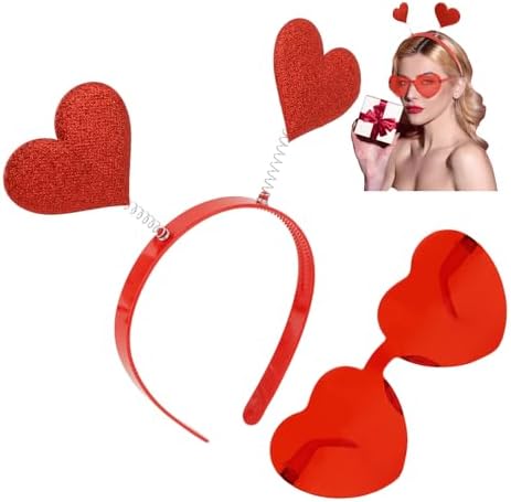 GAFATORY Heart Headband and Sunglasses Set 1