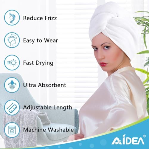 AIDEA Microfiber Hair Towel Wrap 5 Pack