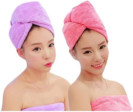 ADOGO Microfiber Hair Towel 2-Pack - Pink Purple