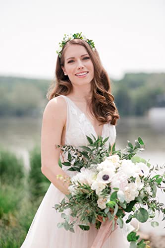 WOVOWOVO Green Leaf Flower Crown for Wedding and Birthday