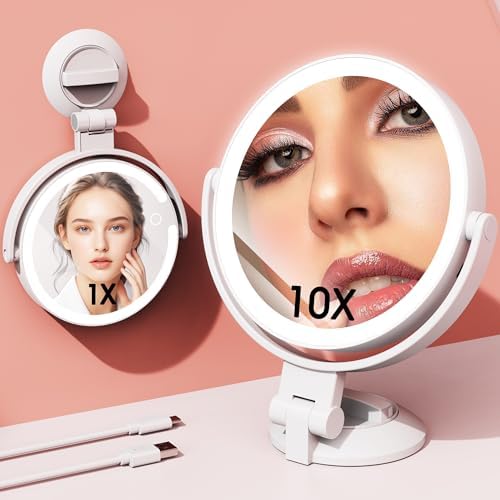 Horyliin 10X1X Makeup Mirror with Lights and Magnification