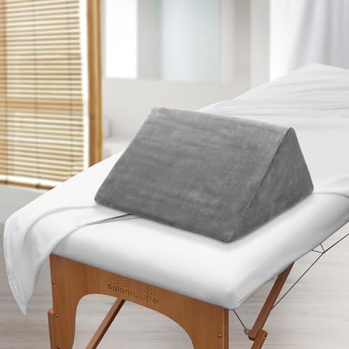 Saloniture Triangle Wedge Massage Table Bolster Pillow - Gray Velour