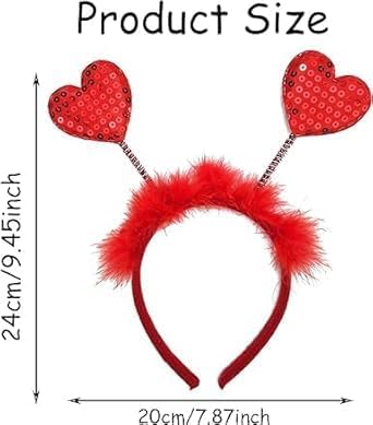 Red Heart Sequin Headband Valentines Day Party Accessory