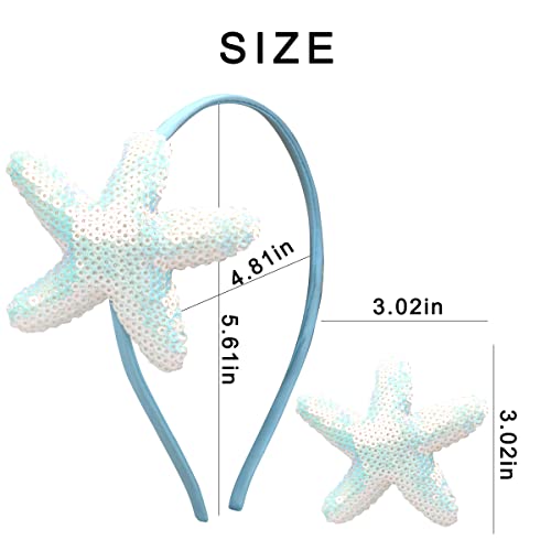 Totelux Blue Starfish Sequins Headband for Women Girls