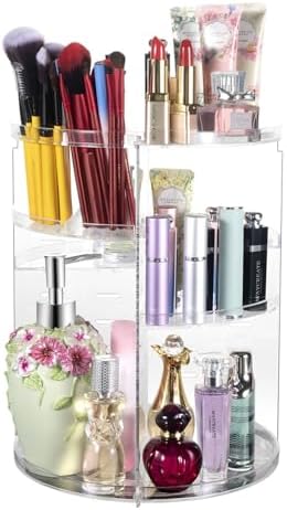 COYAHO 360 Rotating Makeup Organizer - Transparent Spinning Cosmetic Holder Shelf