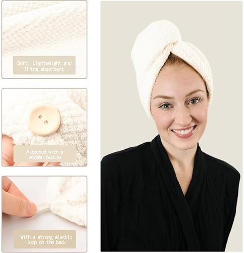 ROLSHOL Extra Large 4 Pack Microfiber Hair Towel Wrap