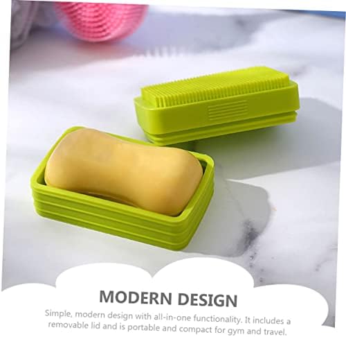 Garneck 2pcs Bath Soap Dish with Brush