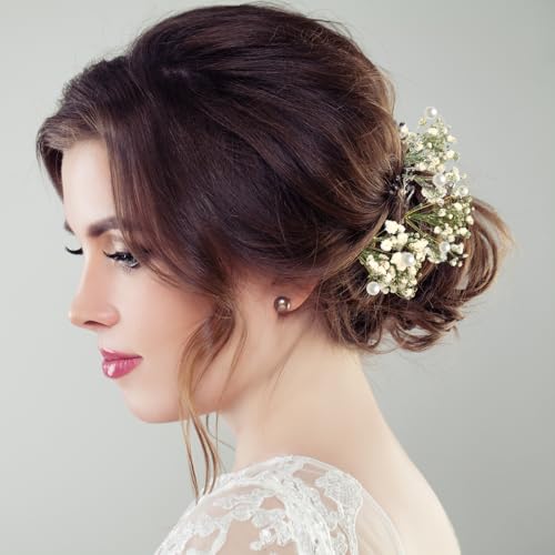 12 Pcs Babys Breath Hair Pins with Pearl Wedding Accessories
