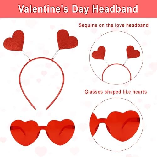 GAFATORY Heart Headband and Sunglasses Set 1