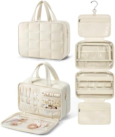 BAGSMART Travel Toiletry Bag with Jewelry Organizer