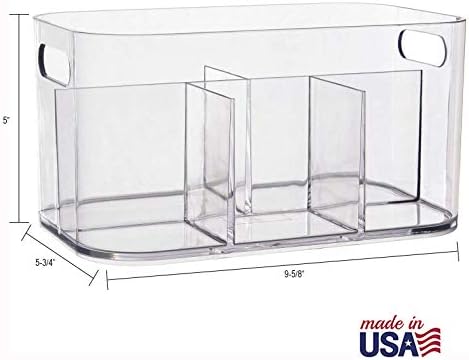 STORi Bliss 5-Compartment Makeup Organizer Clear Plastic Rectangular BPA-Free USA Made
