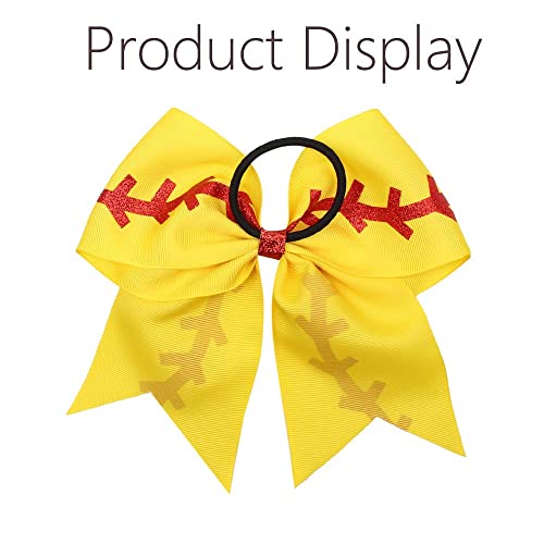 16PCS 8 Inch Cheer Hair Bows Ponytail Holder Elastic Band for Girls