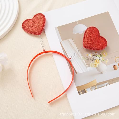 Glitter Heart Valentine Headband for Women Girls
