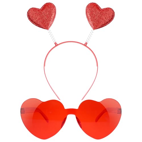 Valentine Heart Headband and Sunglasses Set Red