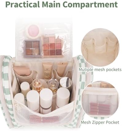 Narwey Checked Hanging Travel Toiletry Bag for Women