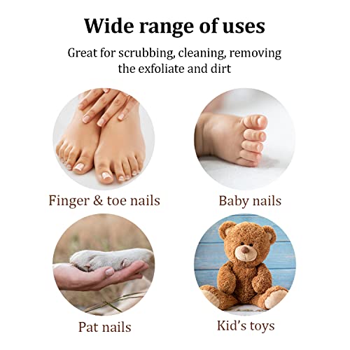 Wooden Nail Brush with Charcoal Bristles - Double-Sided for Fingernails Toes