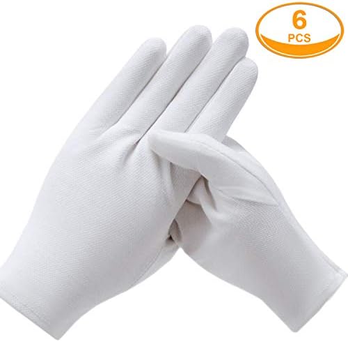 3 Pairs White Cotton Gloves for Dry Hands Eczema Relief