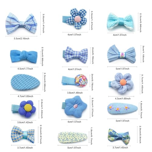 15 Pcs Cute Bows Fabric Hair Clips for Girls and Women