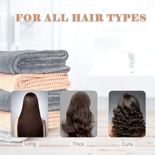 FREATECH 2-Pack Large Microfiber Hair Towel with Elastic Band