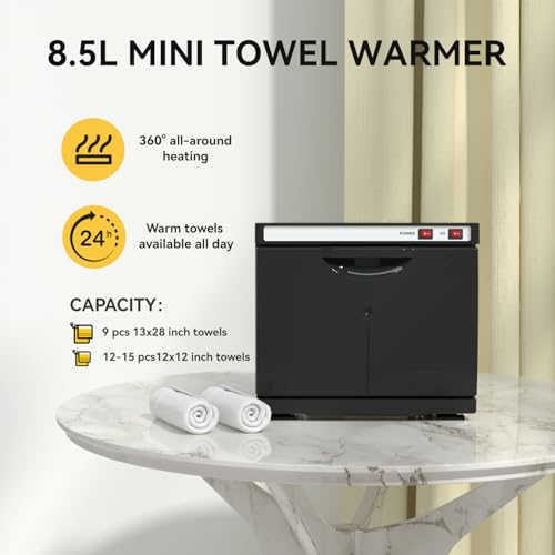 HYTOBP Hot Towel Warmer 85L Black Spa Cabinet
