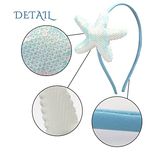 Totelux Blue Starfish Sequins Headband for Women Girls