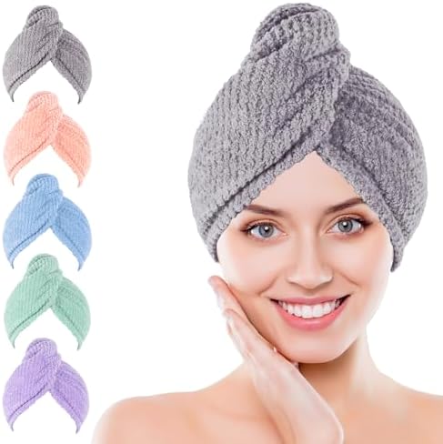 Soft Microfiber Hair Drying Towel 5 Pack for Curly Hair