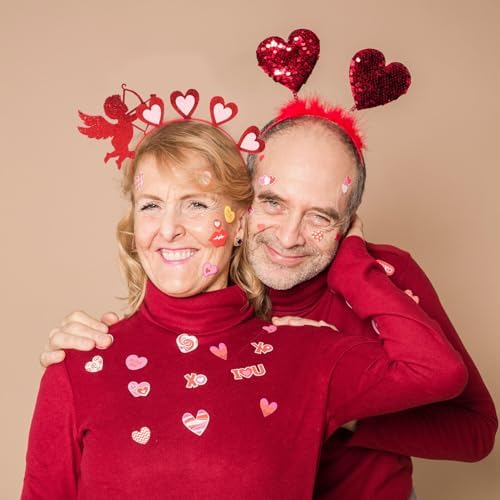 Beavorty 2pcs Cupid Heart Headband with Sequins