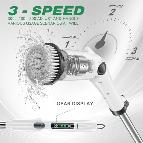 Livem Electric Spin Scrubber with 3 Speed and 7 Replaceable Brushes